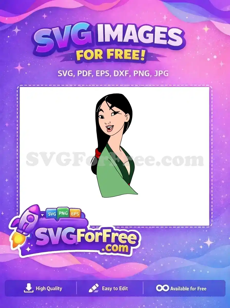 Free Smiling Mulan Free Green Dress Mulan Movie Free SVG 1