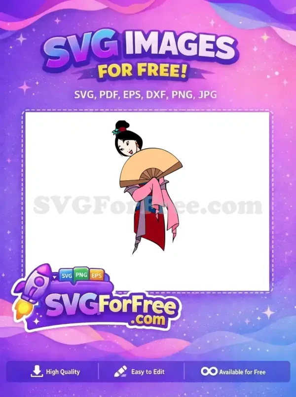 Free Smiling Mulan Free Holding Fan Mulan Free SVG