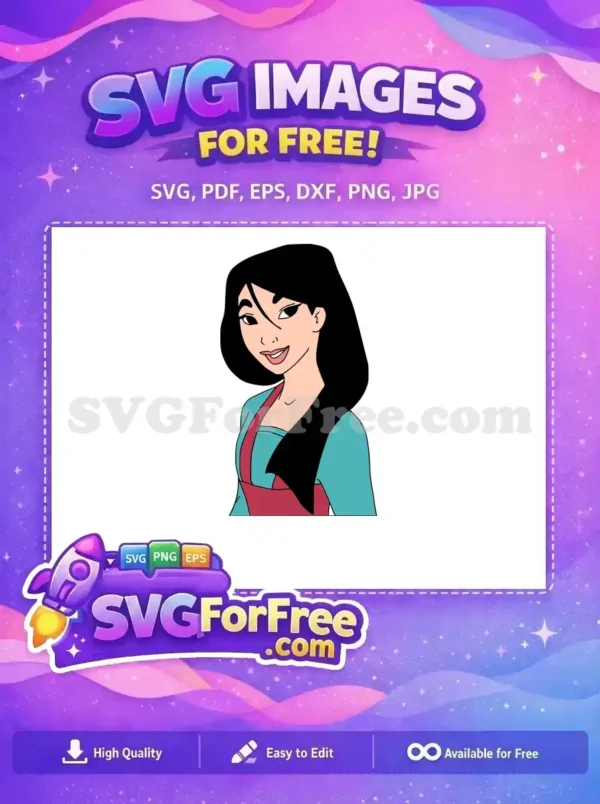 Free Smiling Mulan Free Turquoise Dress Mulan Movie Free SVG