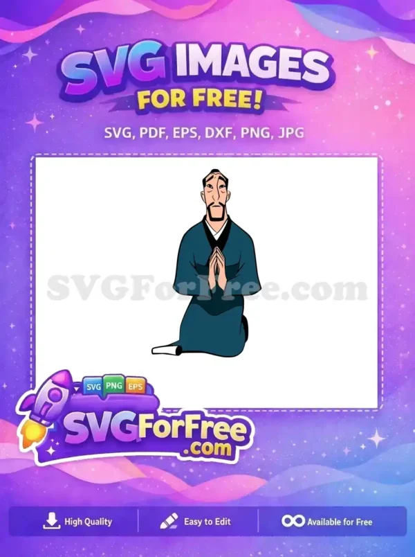 Free Kneeling Serious Free Teal Outfit Mulan Free SVG