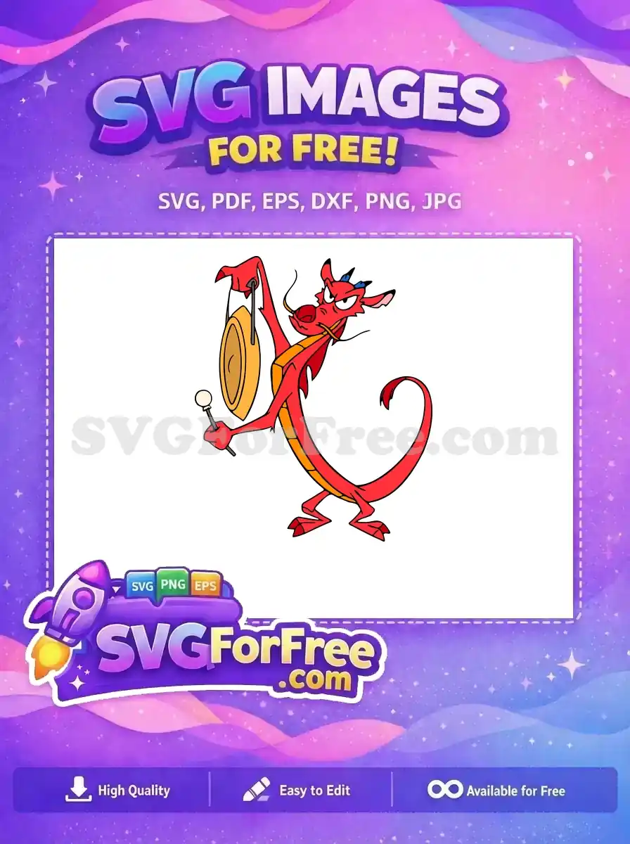 Free Red Mushu Gong Free Playful Dragon Mulan Free SVG