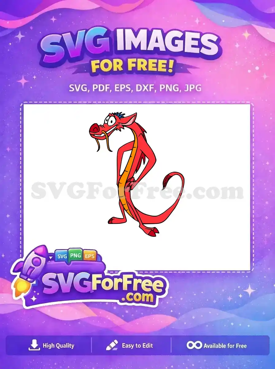 Free Mushu Dragon Smiling Free Red Orange Mulan Free SVG