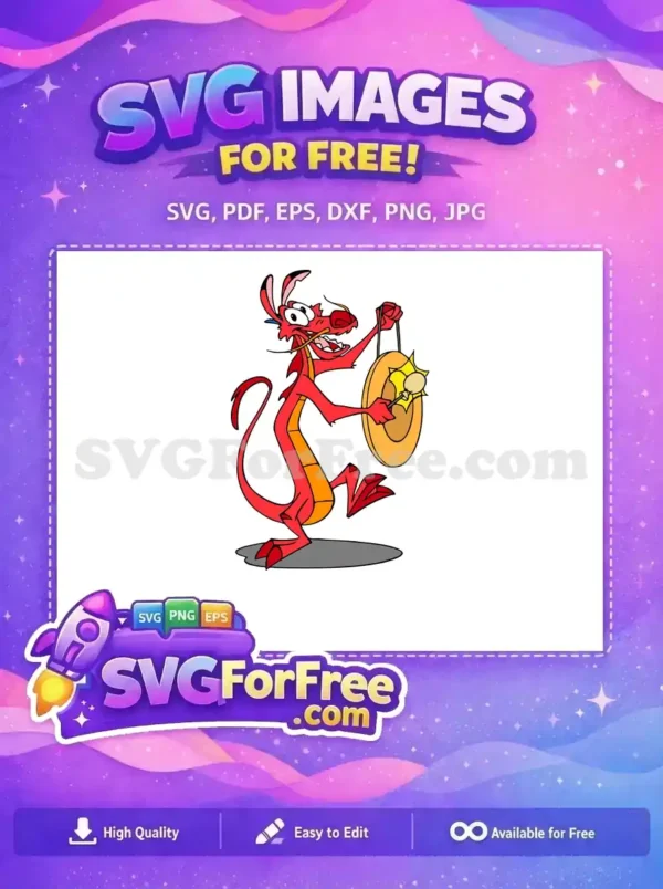 Free Red Mushu Gong Free Goofy Expression Mulan Free SVG
