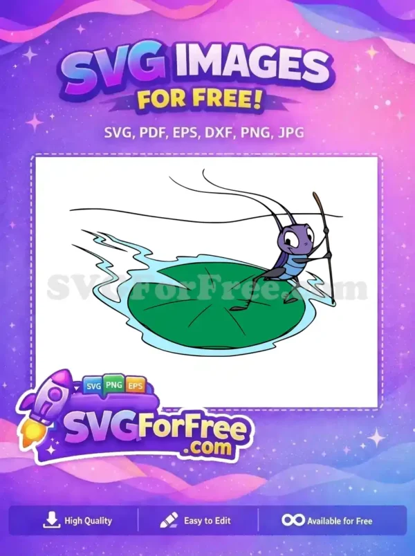 Free Purple Cricket Smiling Free Lilypad Mulan Free SVG