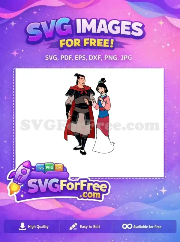 Free Smiling Mulan Free Li Shang Red Cape Mulan Free SVG