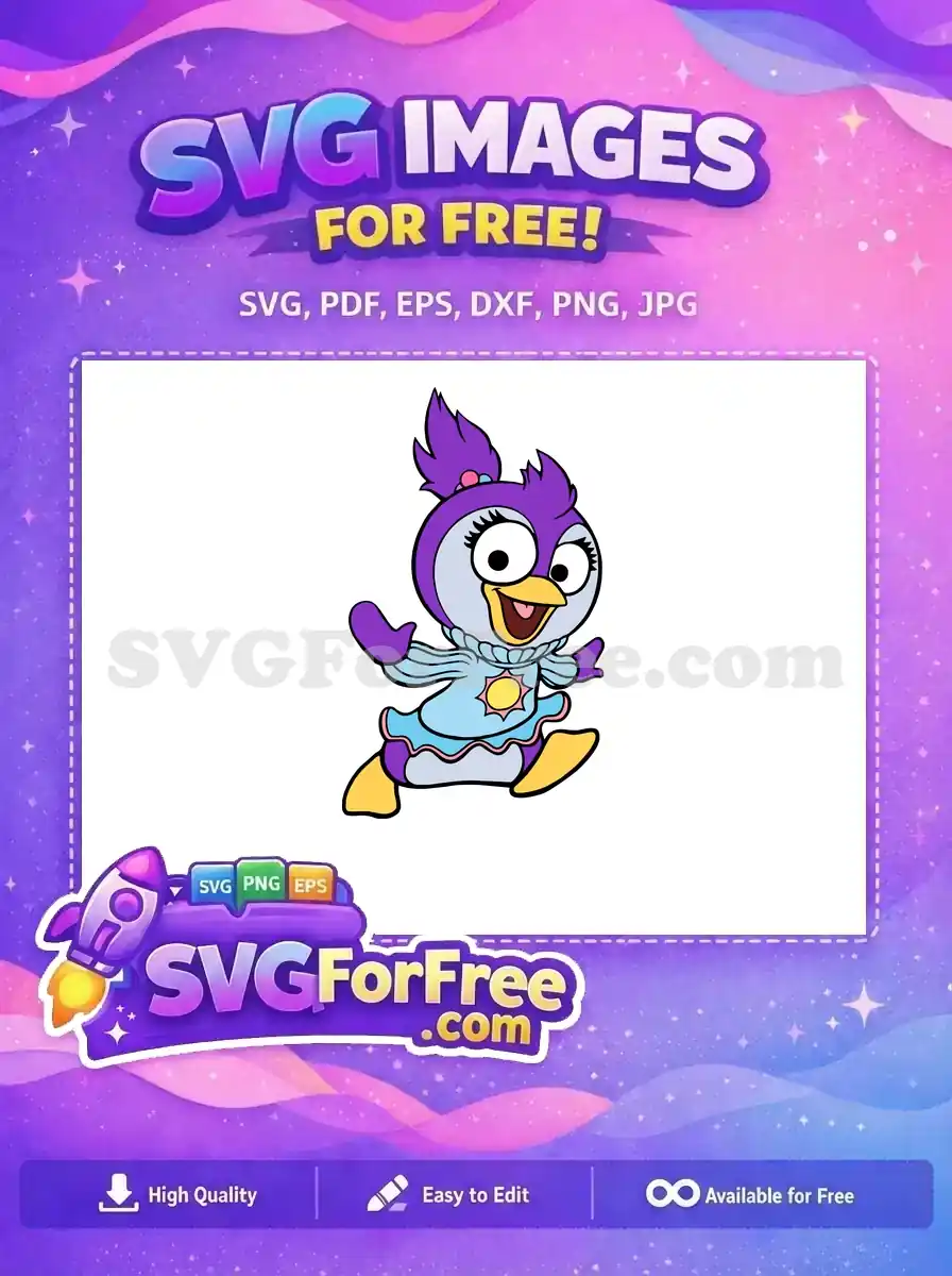 Free Purple Haired Penguin Free Blue Dress Muppet Babies Free SVG