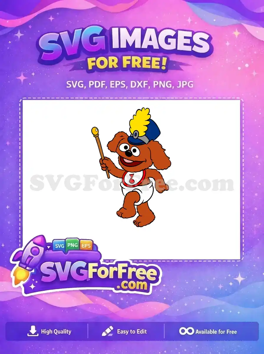 Free Brown Fozzie Free Drum Major Muppet Babies Free SVG