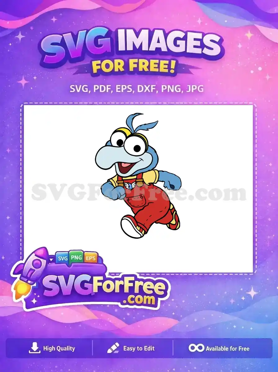 Free Gonzo Running Free Red Overalls Muppet Babies Free SVG