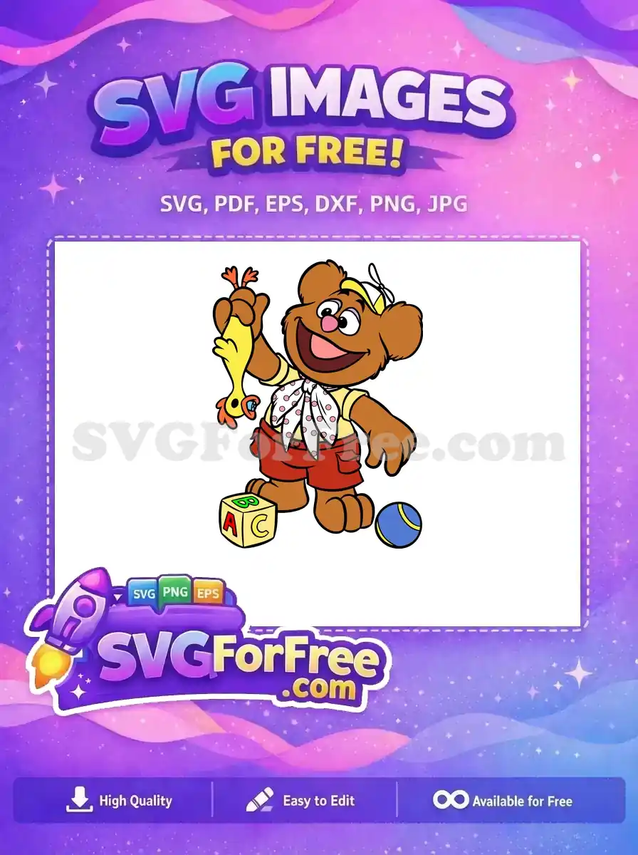 Free Fozzie Holding Duck Free ABC Block Muppet Babies Free SVG