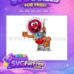 Free Red Furry Animal Free Blue Bow Muppet Babies Free SVG - Instant Download