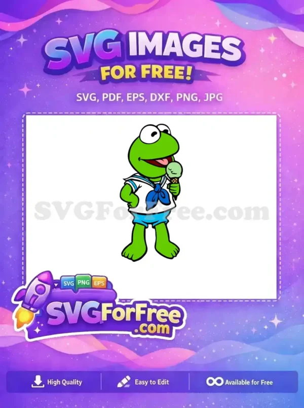 Free Green Kermit Ice Cream Free Sailor Muppet Babies Free SVG Free Green Kermit Ice Cream Free Sailor Muppet Babies Free SVG