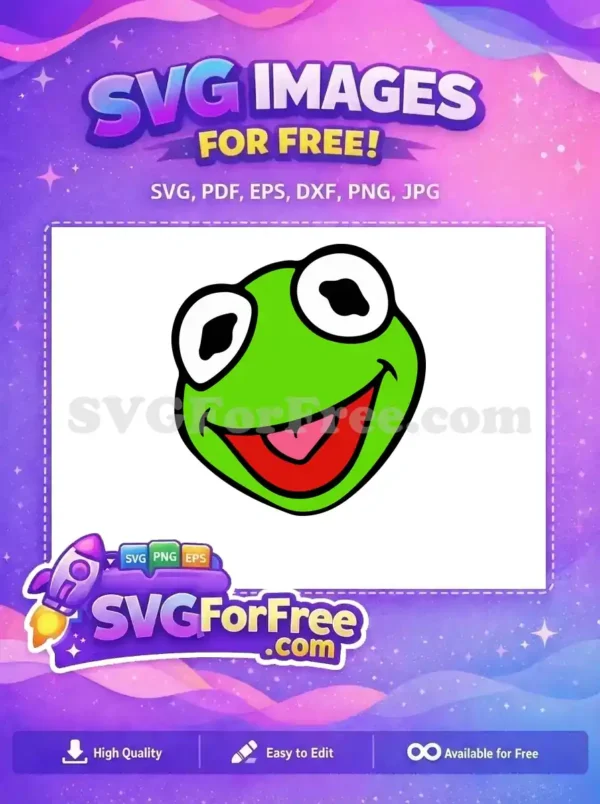 Free Green Kermit Smiling Free Muppet Babies Free SVG