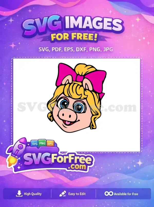 Free Pink Bow Free Blonde Hair Muppet Babies Free SVG 1