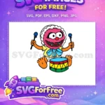 Free Pink Animal Drummer Free Blue Bow Muppet Babies Free SVG - Instant Download