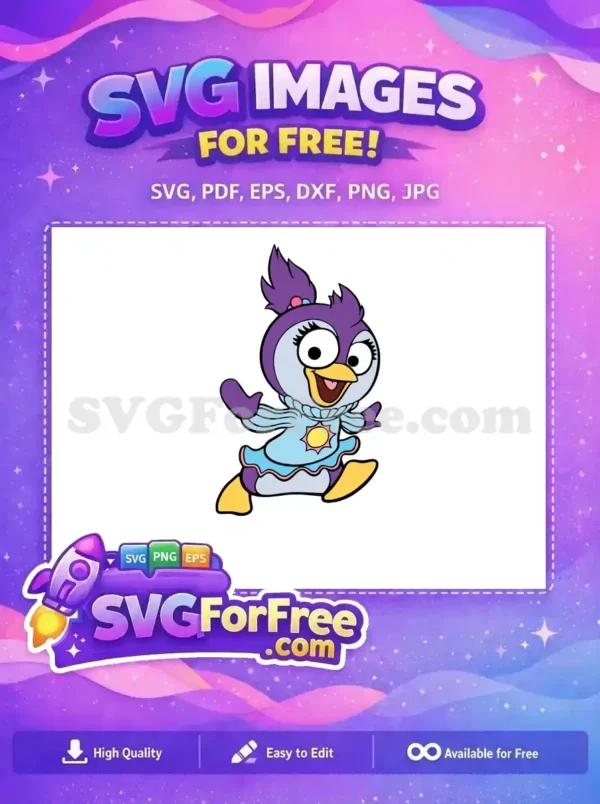Free Waving Purple Penguin Free Disney Muppet Babies Free SVG