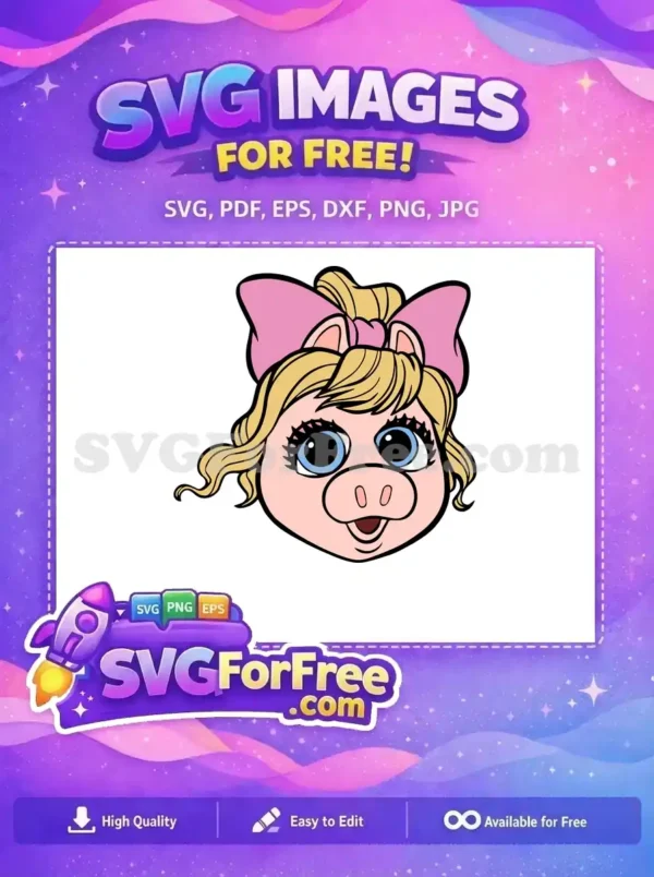 Free Pink Bow Free Blonde Hair Muppet Babies Free SVG 2
