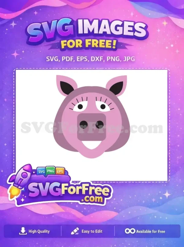 Free Pink Piggy Free Eyelashes Muppet Babies Free SVG