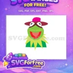 Free Smiling Kermit Free Pink Hat Muppet Babies Free SVG - Instant Download
