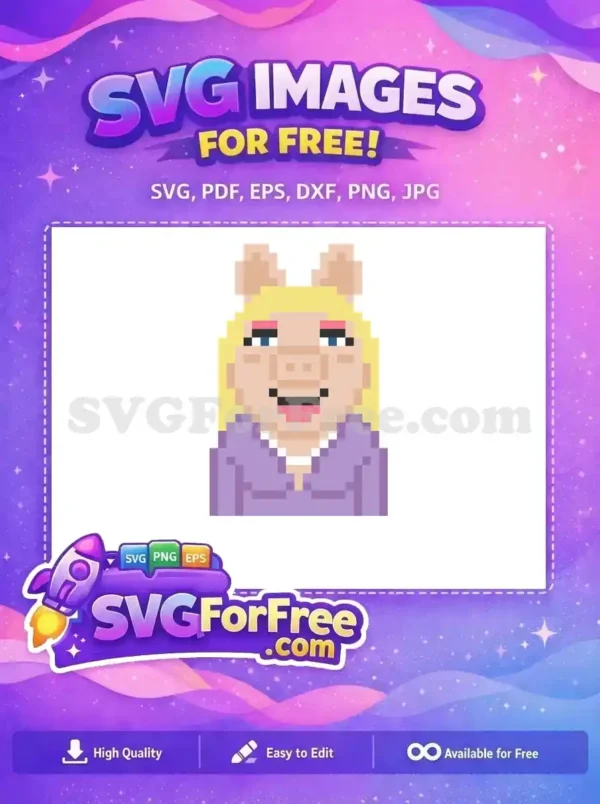 Free Pixel Miss Piggy Free Blonde Hair Muppet Free SVG