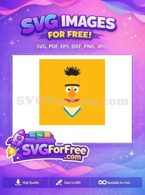 Free Bert Face Free Orange Nose Sesame Street Free SVG