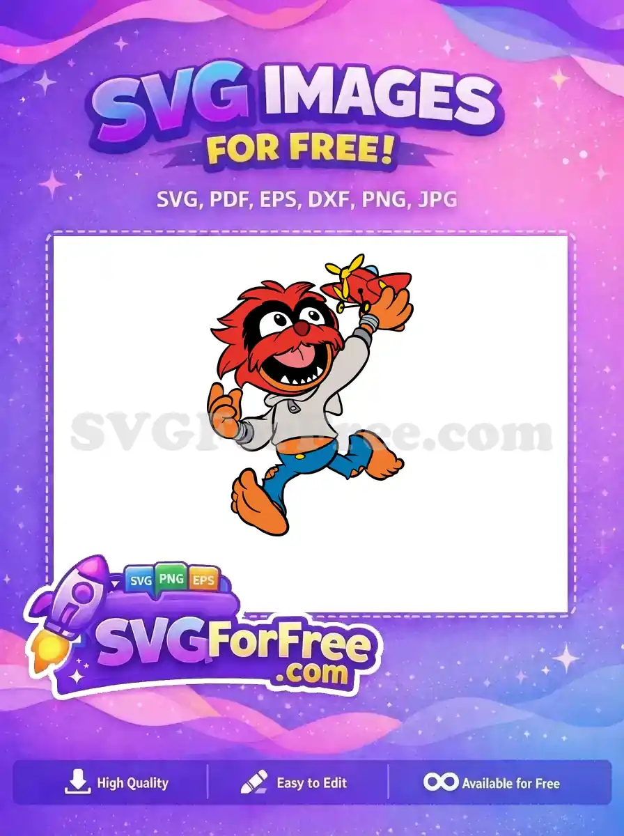Free Red Animal with Airplane Free Muppet Babies Disney Free SVG