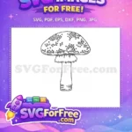 Free Forest Mushroom Free Floral Line Art Nature Free SVG - Instant Download