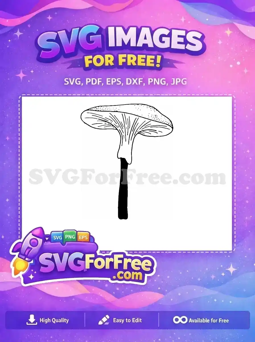 Free Mushroom Cap Free Stem Simple Line Free SVG
