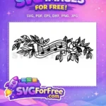 Free Floral Adorned Free Music Notes Sheet Free SVG - Instant Download