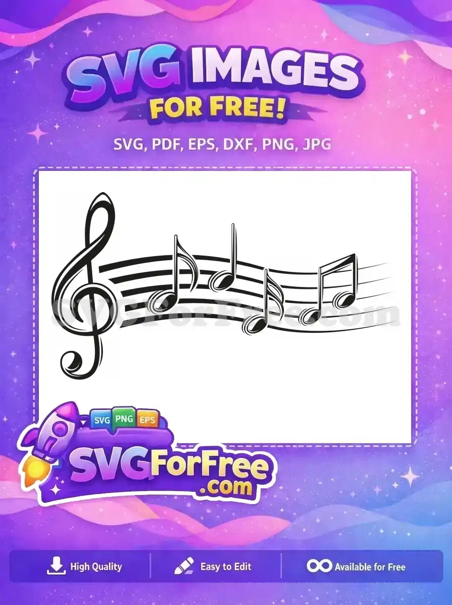 Free Treble Clef Free Music Notes Sheet Free SVG 4