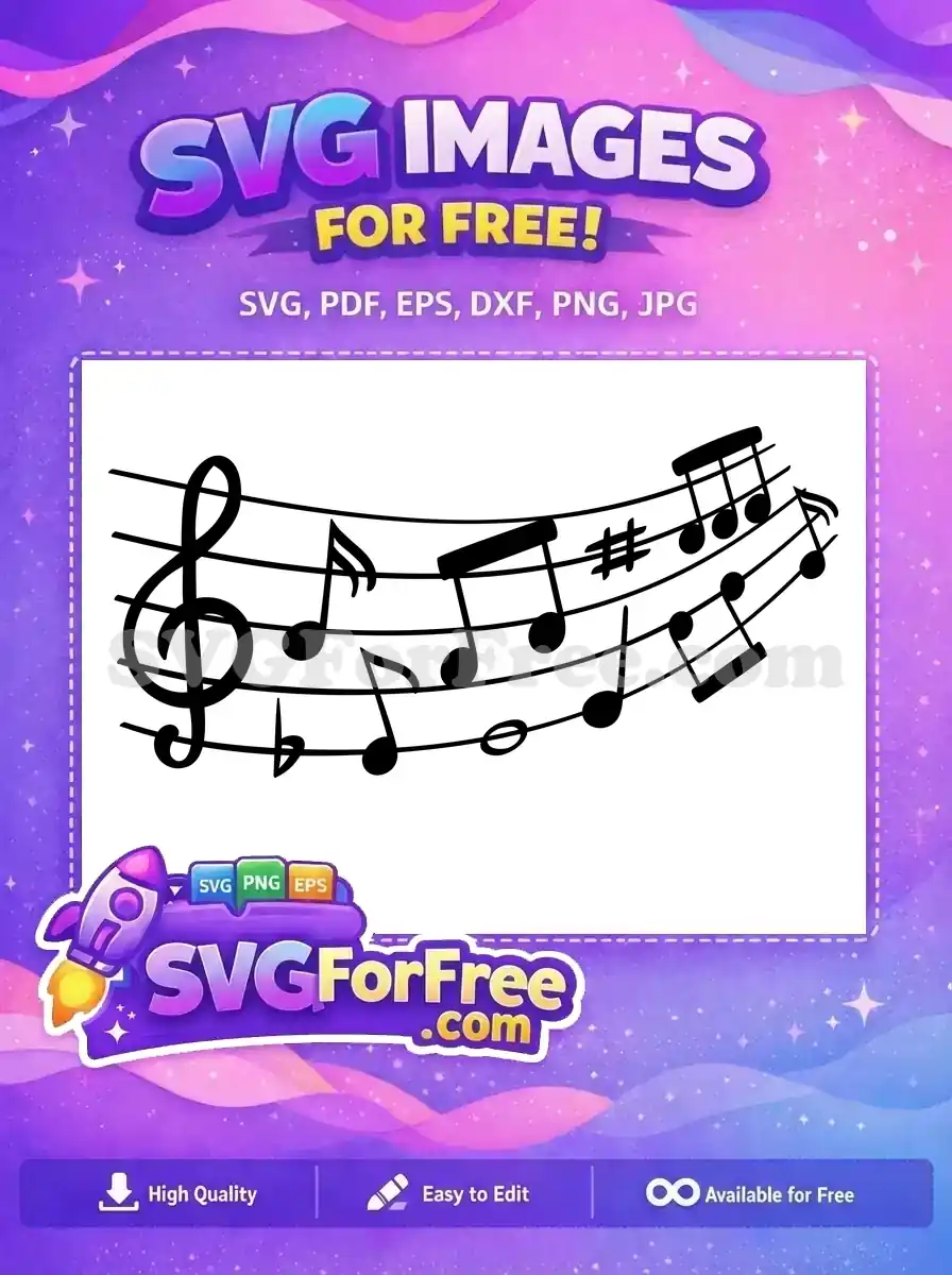 Free Wavy Black Music Notes Free Treble Clef Design Music Quotes Free SVG
