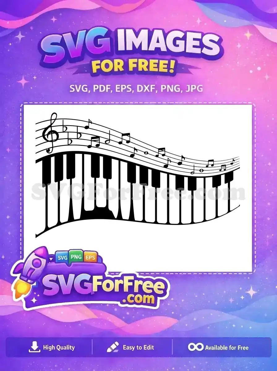 Free Wavy Piano Keyboard Free Treble Clef Notes Music Quotes Free SVG