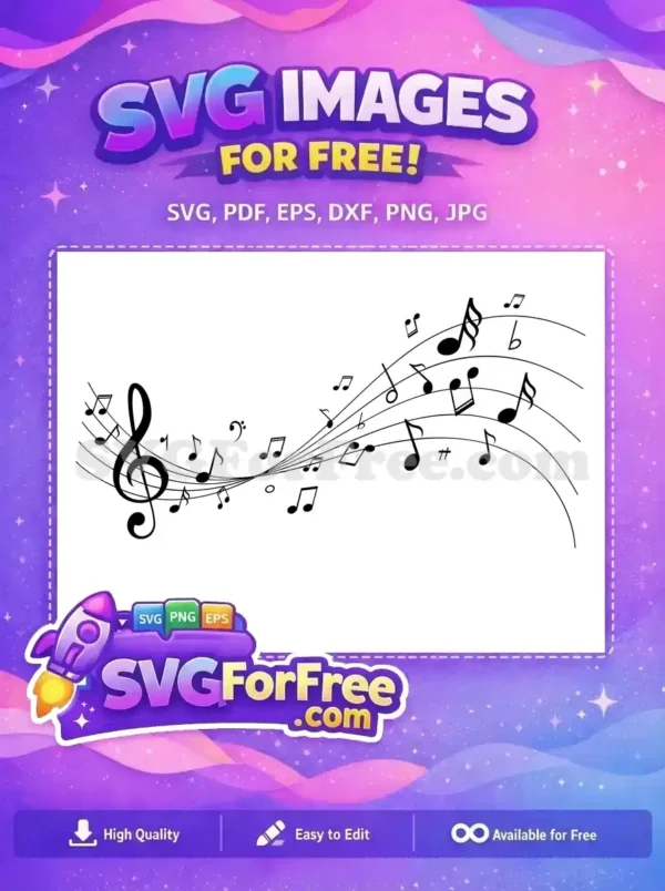 Free Wavy Music Staff Free Treble Clef Notes Music Quotes Free SVG
