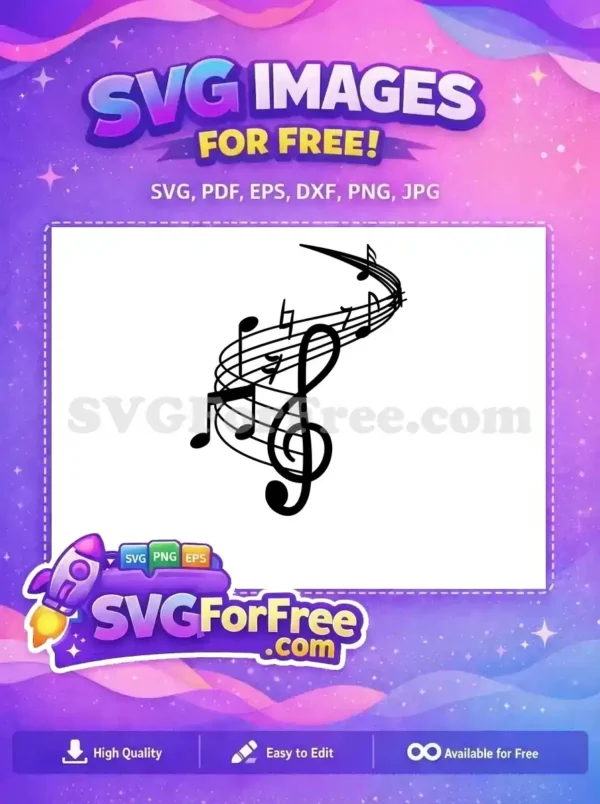 Free Musical Note Free Treble Clef Sheet Music Free SVG 1