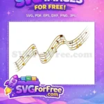 Free Golden Wavy Music Notes Free Brown Staff Music Free SVG - Instant Download