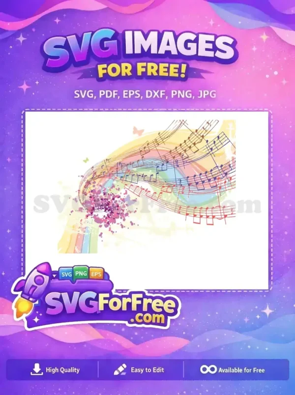Free Rainbow Music Notes Free Butterfly Accent Music Free SVG