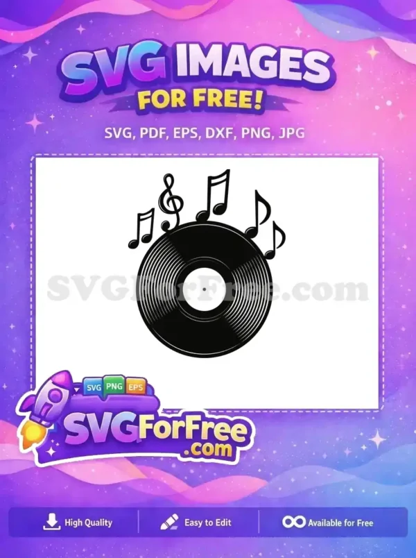 Free Black Vinyl Free Music Notes Album Free SVG
