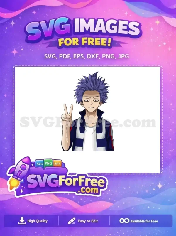 Free Hitoshi Shinso Peace Sign Free Blue Hair My Hero Academia Free SVG