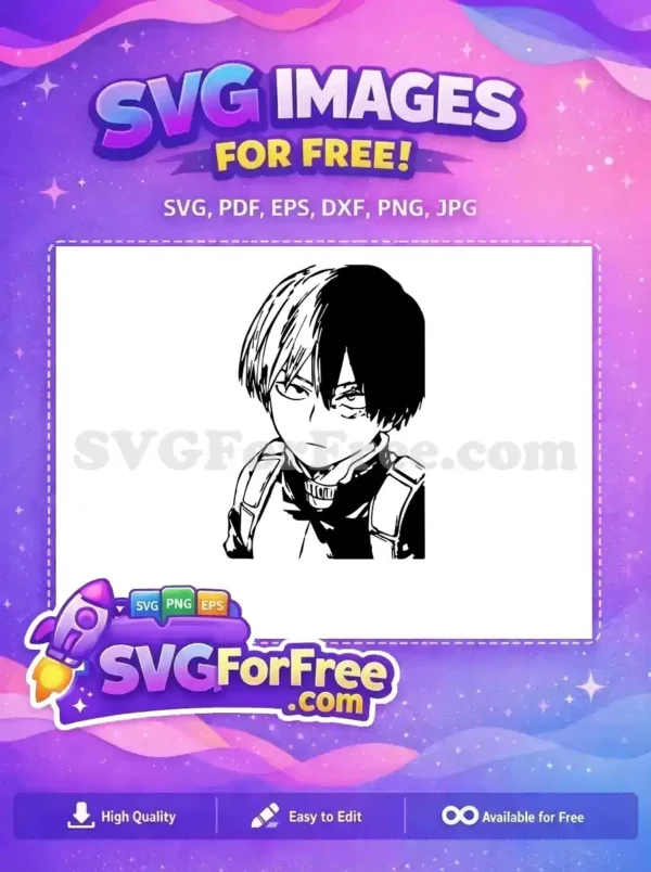 Free Half White Half Black Free Todoroki My Hero Academia Free SVG