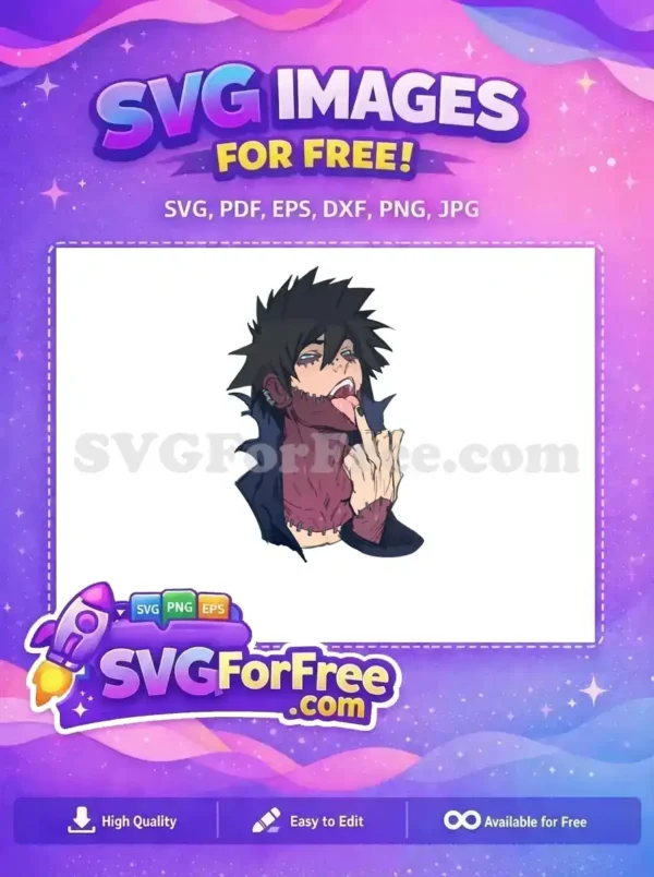 Free Dabi Tongue Piercing Free Middle Finger My Hero Academia Free SVG