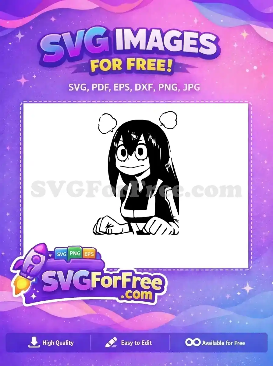 Free Asui Froppy Thinking Free Black White My Hero Academia Free SVG