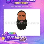 Free Afro Natural Hair Free Beard Man Face Free SVG - Instant Download