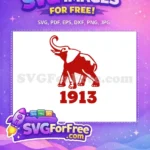 Free Red Association Elephant Free 1913 Design Free SVG - Instant Download