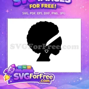 Free Afro Woman Silhouette Free Headband Heart Earring Design Free SVG