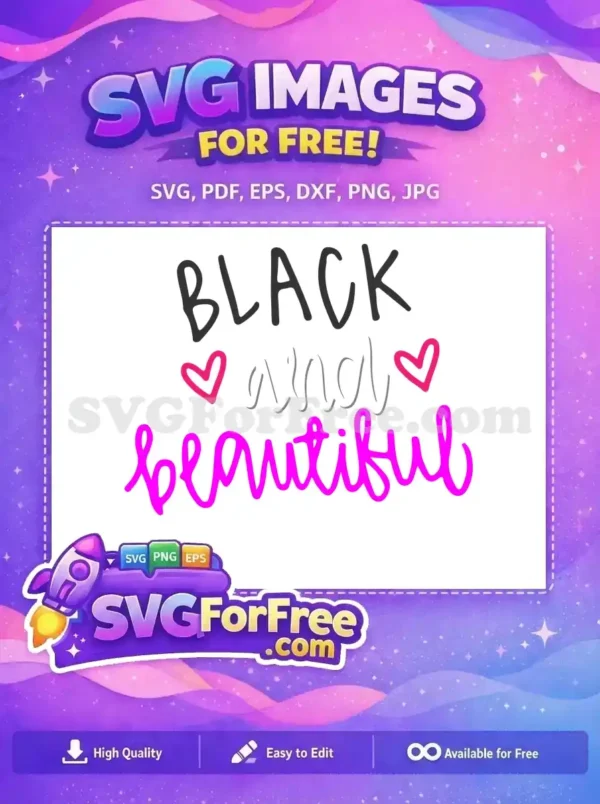 Free Black Lettering Free Pink Hearts Afro Girl Free SVG