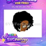 Free Afro Girl Glasses Free Earrings Natural Hair Free SVG - Instant Download