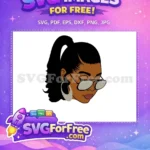 Free Ponytail Afro Free Sunglasses Gray Earrings Design Free SVG - Instant Download