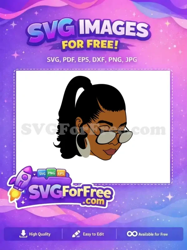 Free Ponytail Afro Free Sunglasses Gray Earrings Design Free SVG