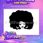 Free Winking Woman Free Afro Natural Hair Portrait Free SVG - Instant Download