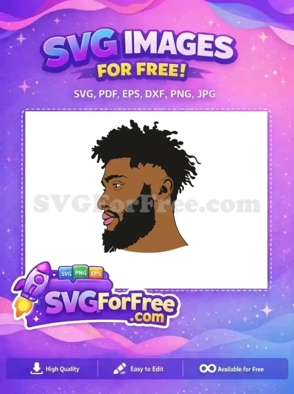 Free Brown Skin Free Beard Afro Man Free SVG