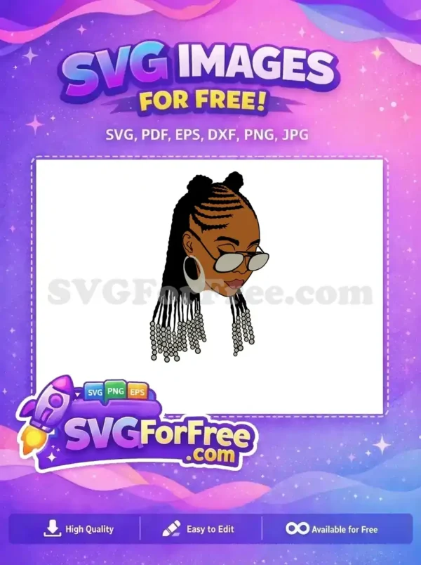 Free Braided Bun Free Afro Beads Hairstyle Character Free SVG